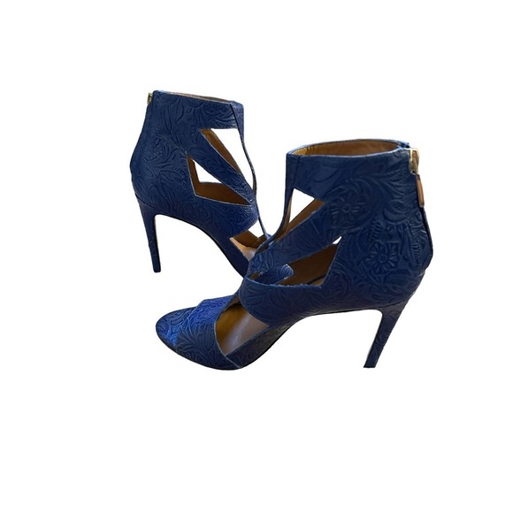 Rachel Roy Womens Floral Embossed Leather Stilettos Heel Open Toe Size 7 - Picture 4 of 9